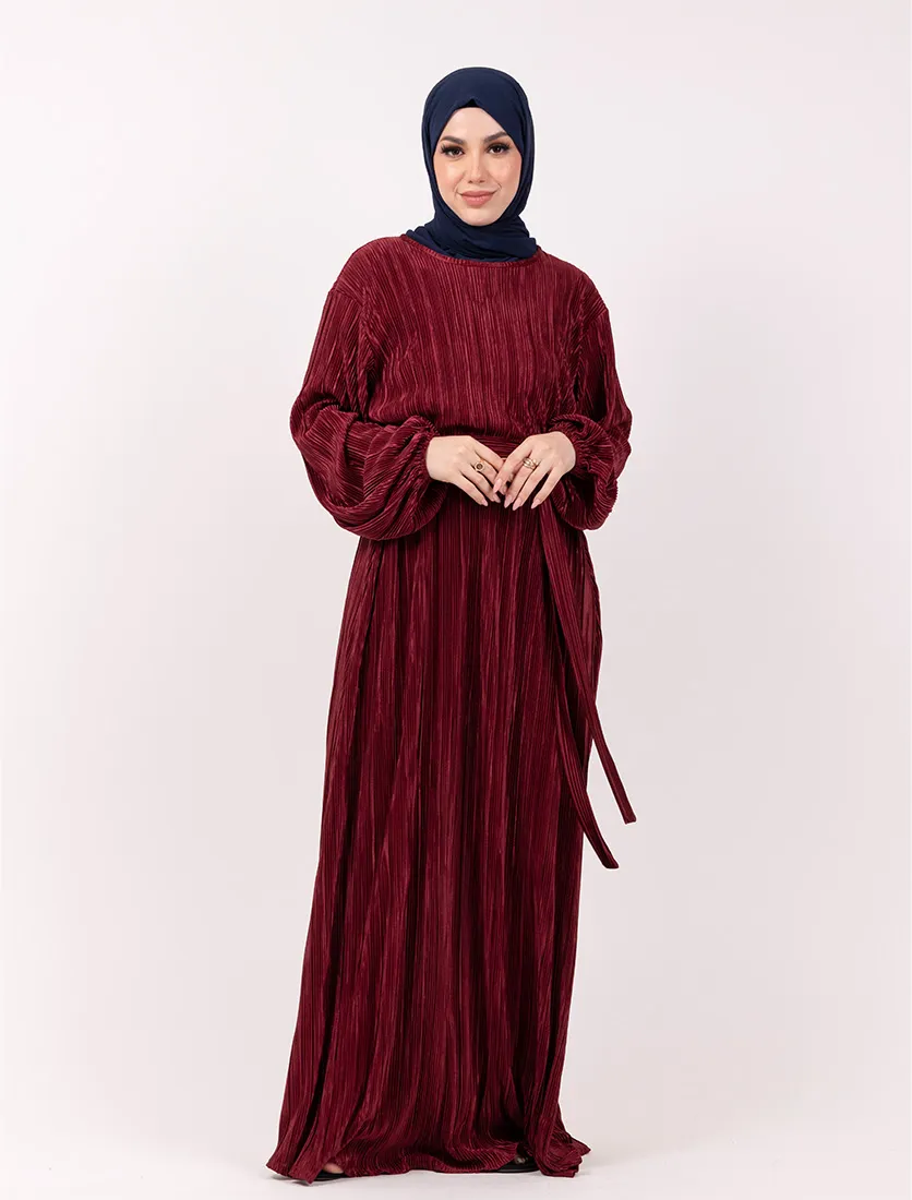 Maroon Plisse Abaya